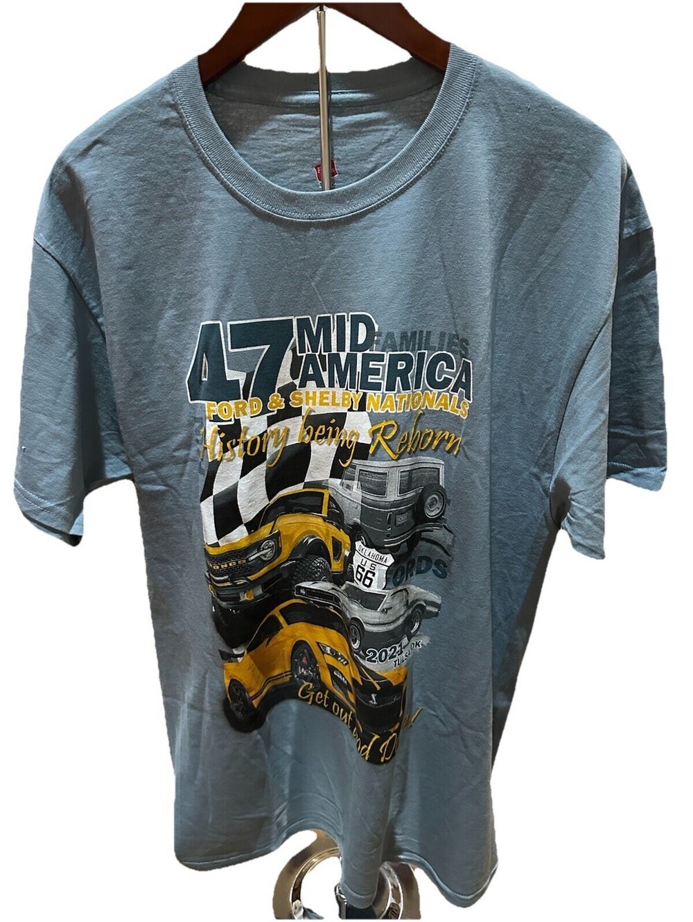 Ford Shelby Nationals T Shirt Mid America Tulsa OK 2021 Cobra Mustang Car Tee L